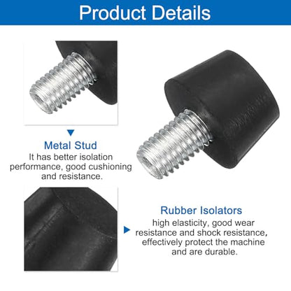 uxcell 8Pcs Thread Adjustable Levelling Feet, 0.98" x 0.71" Rubber Furniture Feet with M10 x 14mm Studs for Table Chair Feet Floor Protector, Black - size: 0.98" x 0.71", M10 x 14mm
