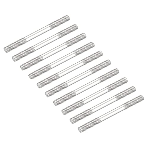 METALLIXITY Double Ended Stud Screws (M5 Thread 60mm Length) 10pcs, 304 Stainless Steel Dual Threaded Rod Bolts - for House Maintenance - size: M5x60mm
