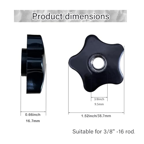 4 Pcs Star Knobs, 3/8-16 Knob Through Hole Hand Tighten (3/8''-16) - size: 3/8''-16