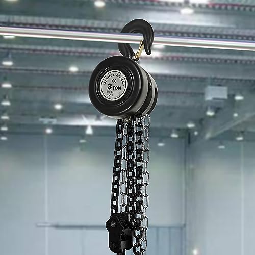 Hand Chain Hoist, 3 Ton 6614 Lbs Capacity 10 Feet Manual Chain Hoist with 2 Heavy Duty Hooks, Manual Lever Chain Hoist for Warehouse Building Automotive Machinery, Black - style: Black