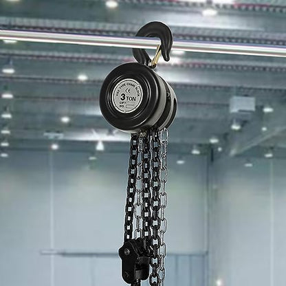 Hand Chain Hoist, 3 Ton 6614 Lbs Capacity 10 Feet Manual Chain Hoist with 2 Heavy Duty Hooks, Manual Lever Chain Hoist for Warehouse Building Automotive Machinery, Black - style: Black