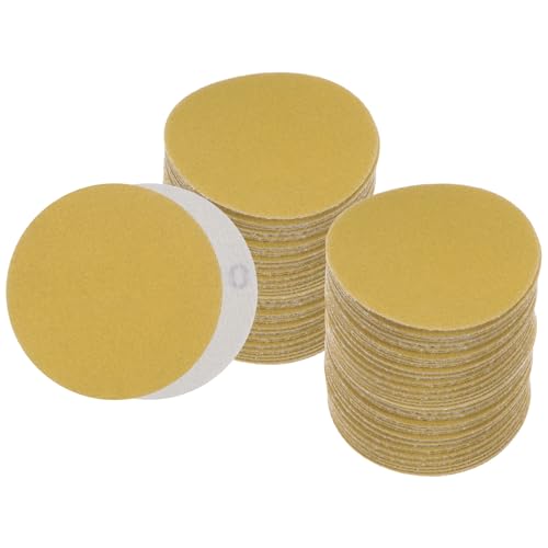 100pcs No Hole Sanding Discs- [ 3 Inch 220 Grit ] Round Hook and Loop Grip Sanding Pads Sheet Sandpaper for Automotive Woodworking Metal Polishing Use| Gold, Aluminum Oxide - size: 220 grit