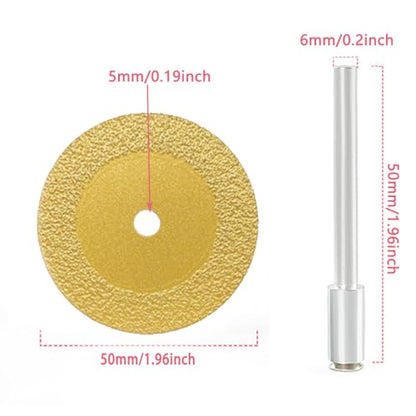 2inch Diamond Cutting Wheels, 4PCS Vacuum Brazed Diamond Cut Off Wheel with 1PCS Mandrels for Cutting Ceramics, Crystal, Tile, Marble, Stone, Jade