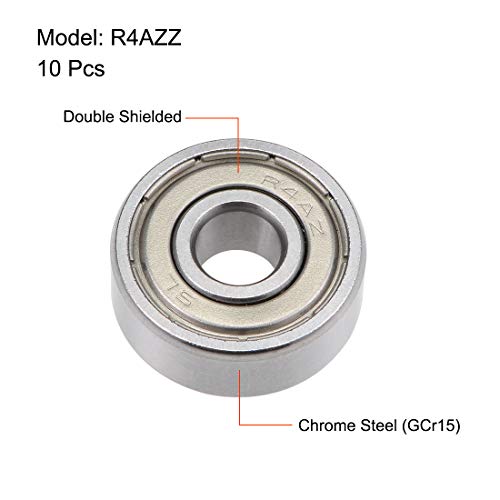 uxcell R4AZZ Deep Groove Ball Bearing 1/4-inchx3/4-inch x 9/32-inch Shielded Z2 Lever Bearings Skateboard Bearings Sealed Industrial Bearings 10pcs - size: 1/4"x3/4"x9/32"