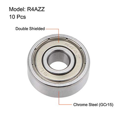 uxcell R4AZZ Deep Groove Ball Bearing 1/4-inchx3/4-inch x 9/32-inch Shielded Z2 Lever Bearings Skateboard Bearings Sealed Industrial Bearings 10pcs - size: 1/4"x3/4"x9/32"