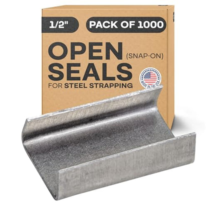 IDL Packaging 1/2" Open (Snap-On) Seals for Steel Strapping, Pack of 1000 - color: Open (Snap-On), size: 1/2"