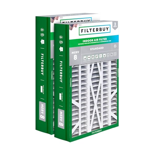 Filterbuy 14.5x27x5 Air Filter MERV 8 Dust & Allergy Defense (2-Pack) - size: 14.5x27x5