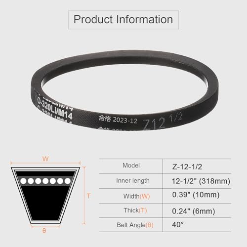 HARFINGTON Z-12-1/2 Z Type V-Belt 318mm/12-1/2 Inner Length x 0.39" Width x 0.24" Height, Z-Type Closed-Loop Rubber Transmission Belt - size: Z-12-1/2