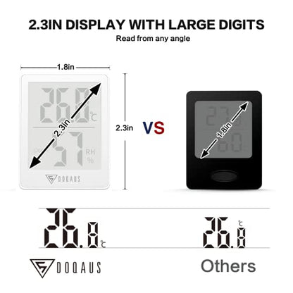 DOQAUS Digital Hygrometer Indoor Thermometer Humidity Meter, White - color: White