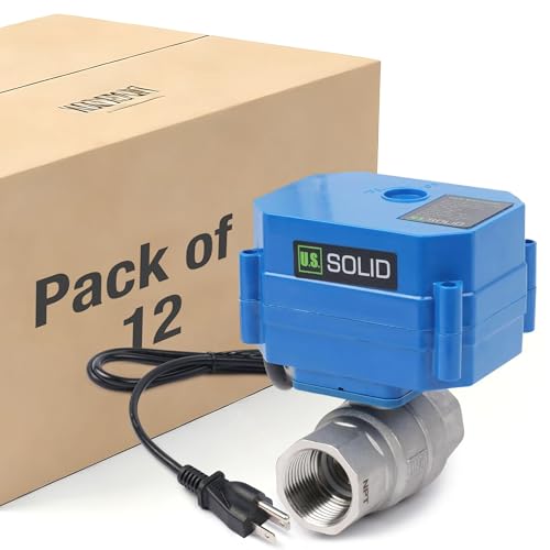 U.S. Solid 3/4" Motorized Ball Valve with US Plug 110VAC NSF Certified 304SS Electrical Ball Valve,Auto Return, Normally Closed (Pack of 12) - size: 3/4"(12pack), style: Stainless Steel(IP 65)
