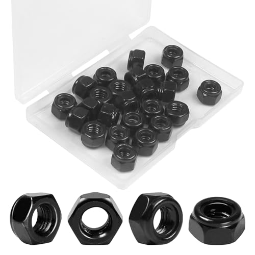 25Pcs 1/4"-20 Nylon Insert Hex Lock Nuts Self-Locking Nut - size: 1/4"-20; 25pcs