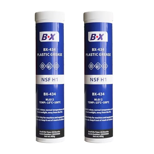 BX-434 NSF H1 Food Grade Plastic Grease 14.1oz 2 Pack | Industrial Lubricant for Food Processing Equipment | Ice Cream Machines, Conveyor Bearings, Beverage Lines | NLGI 2 | -15°C to 100°C