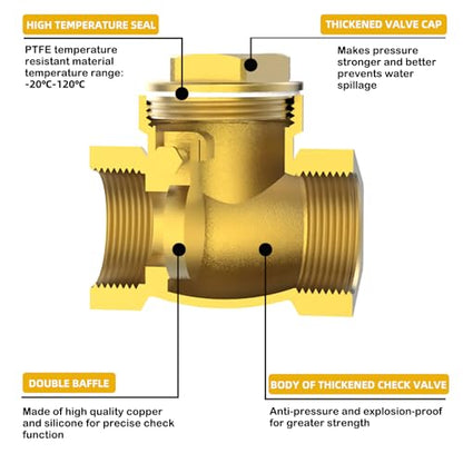 2-1/2" NPT Horizontal Swing Check Valve Brass Heavy-Duty Female Thread DN65 - size: 2 1/2 inch