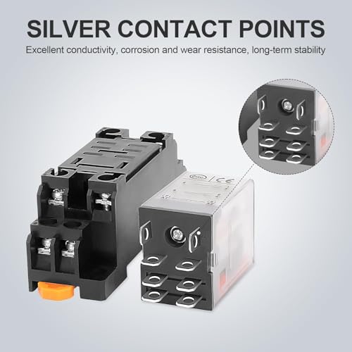2 Pcs Electromagnetic Power Relays, Green Indicator Light, 12 VDC - size: 8-Pin 12 VDC