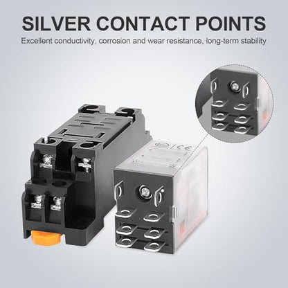 2 Pcs Electromagnetic Power Relays, Green Indicator Light, 12 VDC - size: 8-Pin 12 VDC