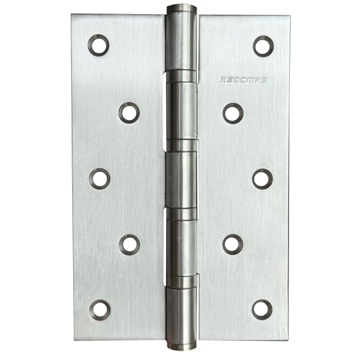 Stainless Steel 6 inch Door Hinges,Heavy Duty Door Hinges Ball Bearing Hinge,6" (152.4mm) x 4" (101.6mm) Exterior Interior Door Hinge，Outer Door Hinge，Square Corners 2 Pack - color: Stainless steel silver