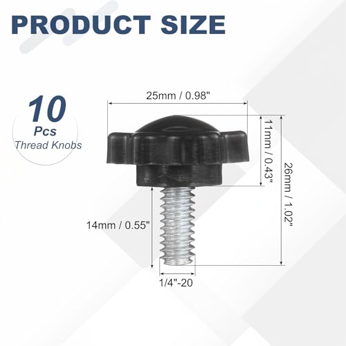 uxcell 10Pcs 1/4"-20 Star Knobs 0.55" Threaded Stud Male Clamping Knobs - size: 1/4"-20, 0.55"
