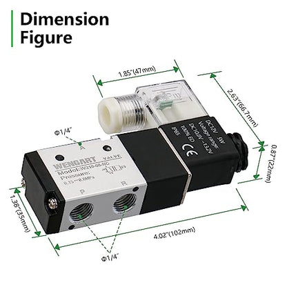 Wengart Pneumatic Solenoid Valve DIY Techs Single Acting Air Cylinder DC12V