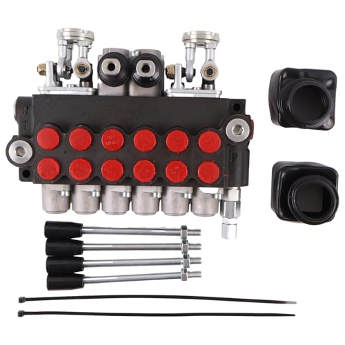 Solarhome 6 Spool 11GPM Hydraulic Backhoe Directional Control Valve w/ 2 Joysticks 10 SAE O-Ring Double-Acting