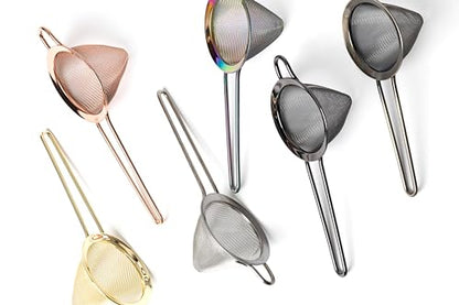 Bull in China Fine Mesh Strainer with Handle - Stainless Steel | Bar Hand Strainer | Wire Mesh Cocktail Strainer | Strainer for Bartending - color: Stainless Steel