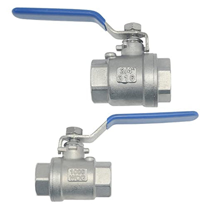 VARMHUS NPT Female 316 Stainless Steel Full Port Ball Valve Vinyl Handle WOG1000 (3/4")