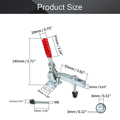 Utoolmart Hand Tool Vertical Toggle Clamp GH-12132 Quick Release Clamp 227kg Holding Capacity Adjustable Toggle Clamp 2 Pcs - size: GH-12132 2pcs