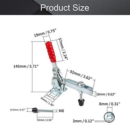 Utoolmart Hand Tool Vertical Toggle Clamp GH-12132 Quick Release Clamp 227kg Holding Capacity Adjustable Toggle Clamp 2 Pcs - size: GH-12132 2pcs