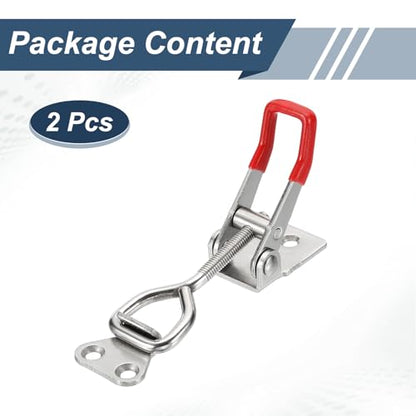 HARFINGTON 2pcs Adjustable Toggle Clamp M6 x 34mm 396lbs Holding Capacity 4002 Style Quick Release Pull Latches Clamps Hasp for Smoker Lid Jig Tool Box Case, Silver Red - color: Silver Red, size: M6 x 34mm + 396lbs