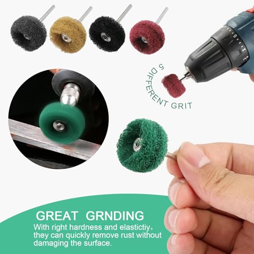 Abrasive Polishing Wheels 100 Pack, Durable 1 Inch Buffing Wheels, Metal Polishing and Deburring Kit for Rotary Tools