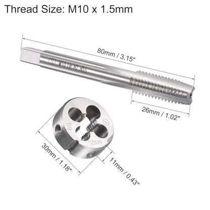 M10x1.5mm Metric Left Hand Tap and Die Set,Machine Thread Screw Tap with Round Threading Die,Tap & Die Kit for Nut Screw Bolt Thread Repair - size: M10x1.5mm