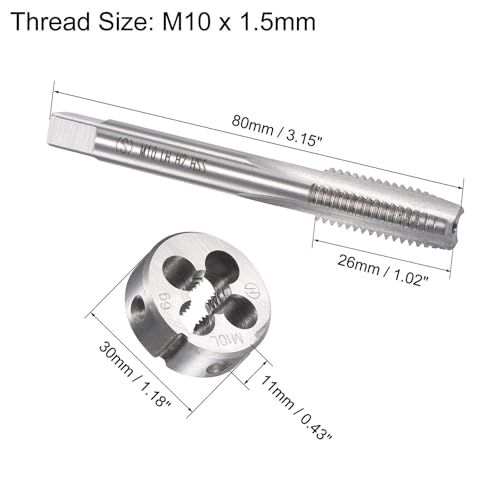 M10x1.5mm Metric Left Hand Tap and Die Set,Machine Thread Screw Tap with Round Threading Die,Tap & Die Kit for Nut Screw Bolt Thread Repair - size: M10x1.5mm