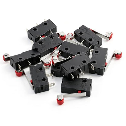 10 Pcs Micro Limit Switch 250VAC 5A SPDT 1NO 1NC with Hinge Roller