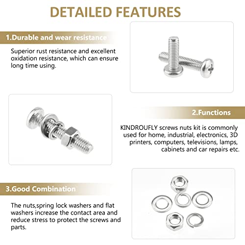 212 Pieces M5 x 6/8 /12/16 /20/25 /30mm Phillips Pan Head Machine Screws Nuts Washers Assortment Kit, 304 Stainless Steel, Fully Machine Thread - size: M5, style: Phillips Pan Head
