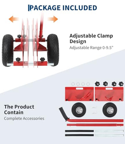 Garvee Panel Dolly with Extended Handle, 660 LBS Capacity, Heavy Duty Drywall Cart with 10" Solid Rubber Wheels, Panel Cart for Sheetrock Plywood & Doors Transport - color: Red