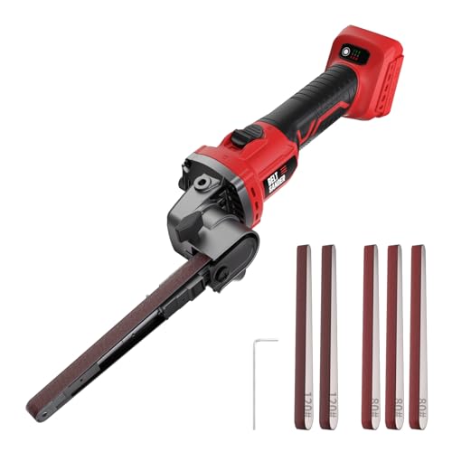Cordless Detail Belt Sander Compatible with Milwaukee 18V/M18 Battery - color: Red