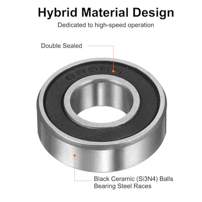 uxcell 699-2RS Hybrid Ceramic Deep Groove Ball Bearings 9x20x6mm Si3N4 Silicon Nitride Balls Steel Rings Double Sealed Bearing for Motors, CNC Spindles (ABEC5) - size: 699-2RS