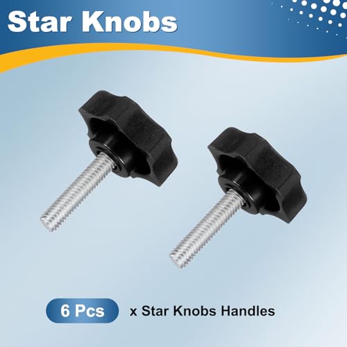 HARFINGTON 6Pcs Star Knob Handle M6 x 25mm Male Thread Metric Carbon Steel - size: M6 x 25mm