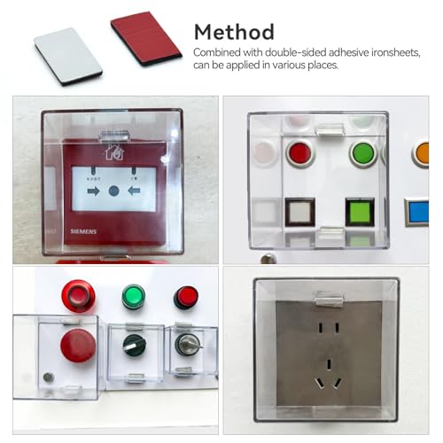 Strong Magnet Magnetic Push Button Switch Protective Cover Dustproof Waterproof Transparent for Computer Cocket Emergency Stop Button Square 84 * 84 * 62mm - color: Square Hole: 84*84*62mm