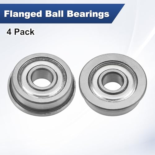 M METERXITY 4-Pack F604ZZ Flanged Ball Bearing, 4 x 12 x 4mm Double Metal Shielded Chrome Steel (GCr15) Flange Rip Bearings for Wheelbarrow/Printer/Fax Machines/Power Tools - size: 4mm x 12mm x 4mm