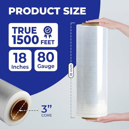 Rosmonde 128 Pack Bulk Plastic Wrap, 18" x 1500 ft Shrink Wrap, 80 Gauge - color: Clear, size: 128 Pack | Express Pallet
