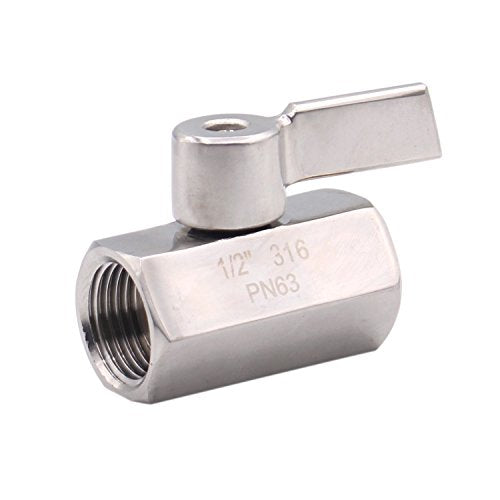 DERNORD Stainless Steel Mini Ball Valve NPT Thread Female (1/2" Female&Female) - size: 1/2 Inch, style: Pack of 1