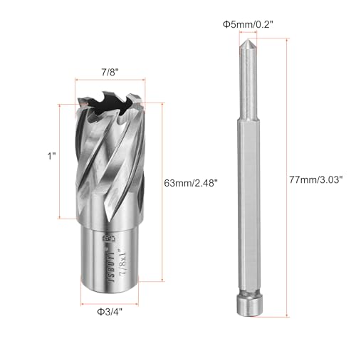 HARFINGTON Annular Cutter 7/8" Cutting Diameter Shank 3/4" with 1" Depth of Locating Pin M2 High-Speed Steel Drill Bit Annular Cutter for Standard Magnetic Drills Machine Tools Mills - size: 7/8 inch * 1 inch