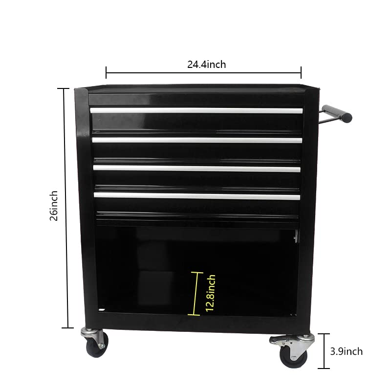 Lockable 4-Drawer Rolling Tool Chest, Black - color: Black, size: 4 drawer