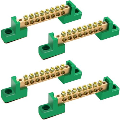 Neutral Bar, 4 Pack 8-Position Brass Terminal Block - size: 8 Position, style: grounding bus bar