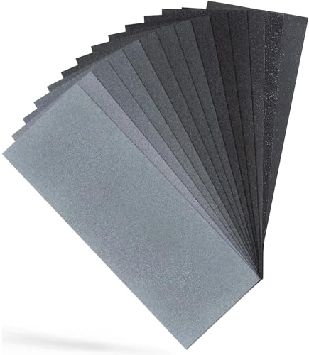 Sand Paper Variety Pack, 14PCS Wet/Dry Assorted Sandpaper for Wood Metal Crafts and Car Sanding, 400/600/800/1000/1200/1500/2000 Grit, 9 x 3.6 Inch - size: 14-Variety Pack