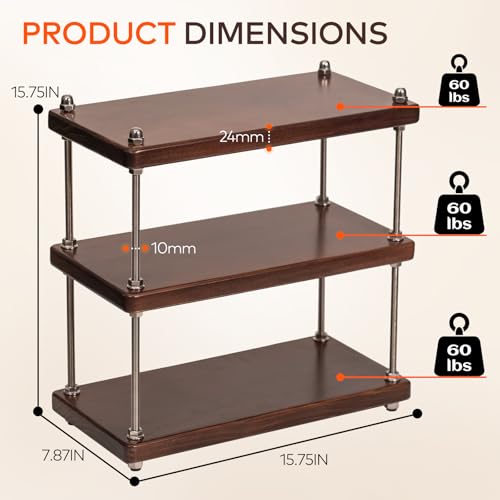 Solid Wood Coffee Bar Shelf/Rack for Countertop, 3 Tier, Walnut - color: Walnut Finish, size: 24MM Thick