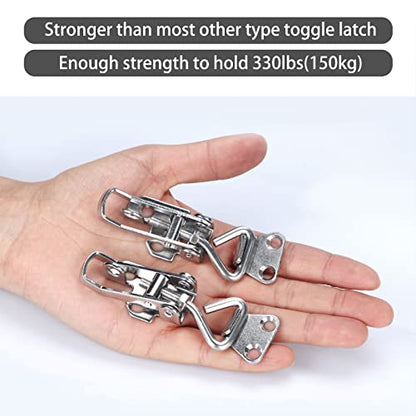 2PCS Toggle Latch Clamp Stainless Steel Cabinet Hinge Lockable clamp,Boat Anti Rattle Latch