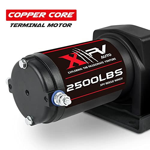 XPV AUTO 2500lbs Electric Winch 12V Waterproof Steel Cable with Wired Remote Control & Mounting Plate ATV UTV Towing Trailer Winch Off-Road - size: 2500lb. steel cable winch