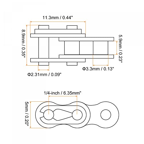 uxcell 16Pcs #25 Chain Master Connector Link Roller, 1/4" Pitch Carbon Steel, Standard Connecting Split Links for 04C Chain - size: #25