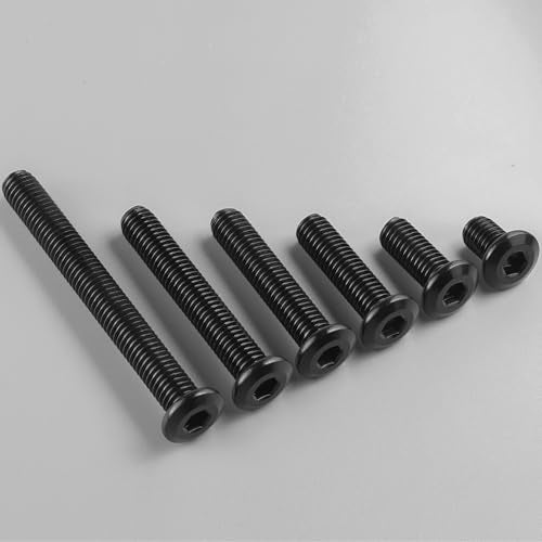 M8-1.25 x 60mm Flat Head Hex Socket Cap Screws Bolts 10Pcs, M8 Bolt 304 Stainless Steel Black Zinc Plated, Full Thread, with Hex Spanner - size: M8 x 60mm